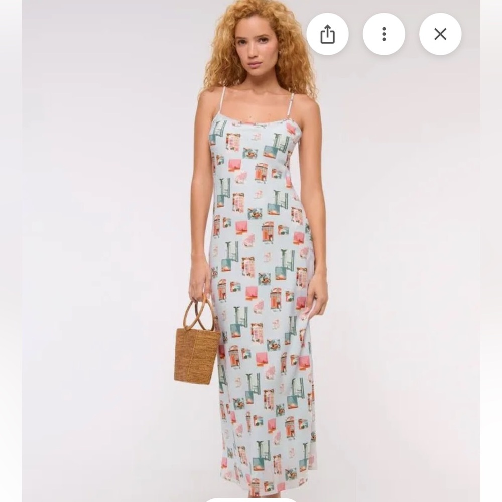 Abercrombie and fitch Julia slip maxi dress light blue pattern travel NWT